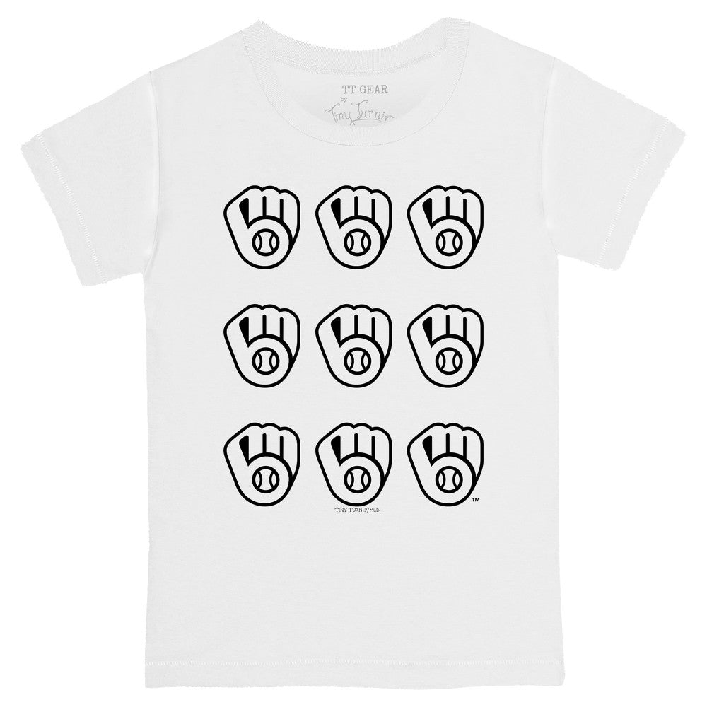 Milwaukee Brewers Tiny Turnip Youth Logo Grid T-Shirt - White - MLB Lifestyle