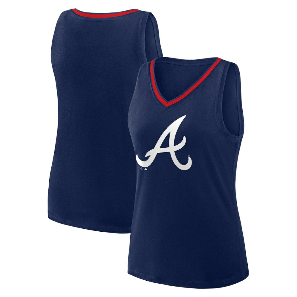 Atlanta Braves Women's Plus Sized Stellar Win V-Neck Tank Top - Navy - MLB Discount