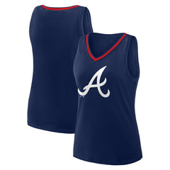 Atlanta Braves Women's Plus Sized Stellar Win V-Neck Tank Top - Navy - MLB Discount