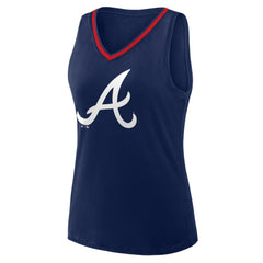 Atlanta Braves Women's Plus Sized Stellar Win V-Neck Tank Top - Navy - MLB Discount