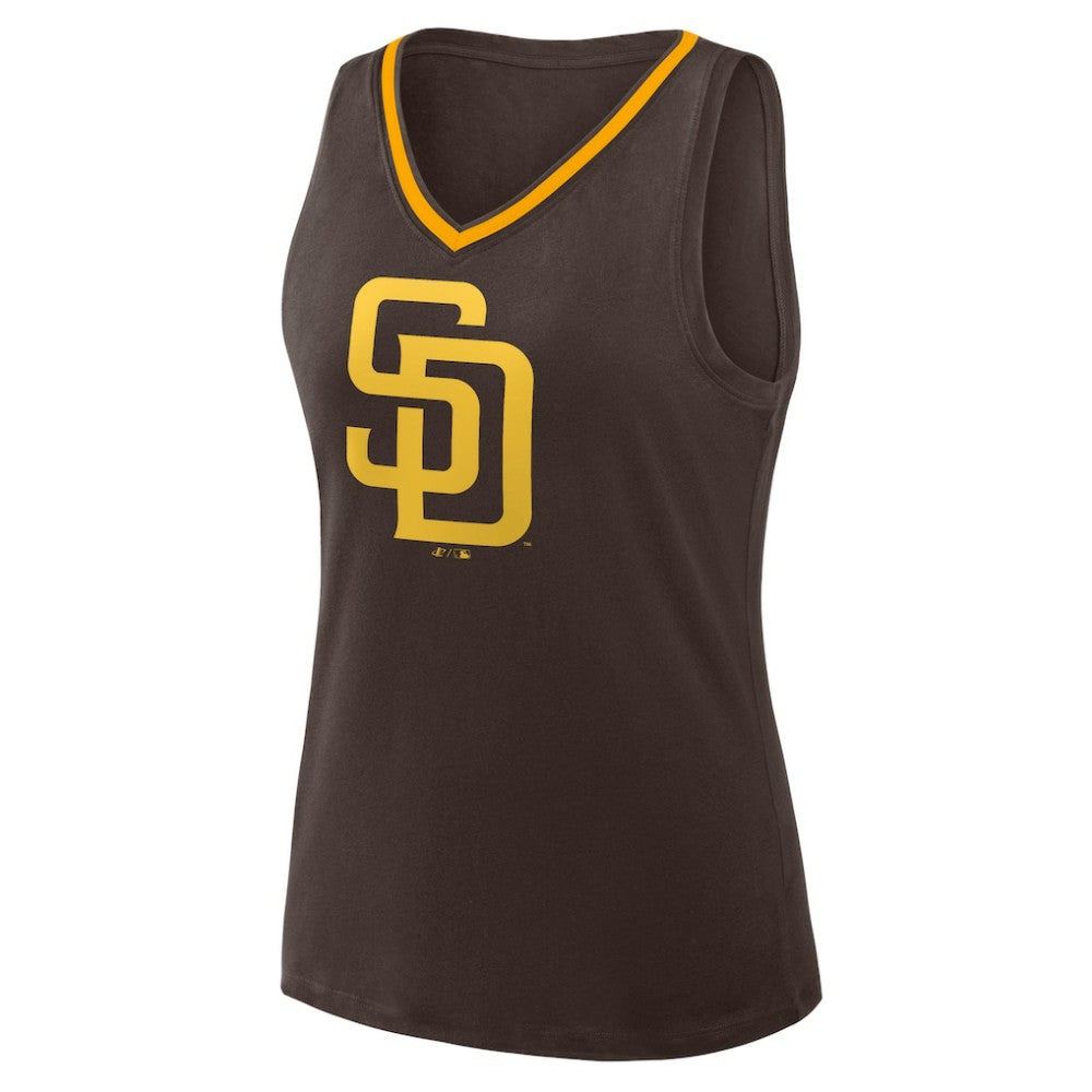 San Diego Padres Women's Plus Sized Stellar Win V-Neck Tank Top - Brown - MLB Lifestyle