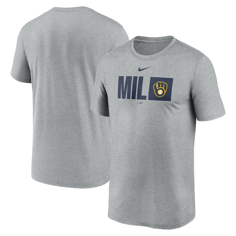 Milwaukee Brewers Nike Tricode Legend Performance T-Shirt - Heather Gray - Nike on Sale