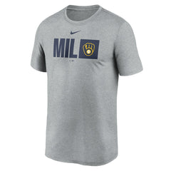 Milwaukee Brewers Nike Tricode Legend Performance T-Shirt - Heather Gray - Nike on Sale