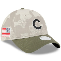 Chicago Cubs New Era Women's 2025 Armed Forces Day 9TWENTY Adjustable Hat - Light Beige/Olive - New Era Lifestyle