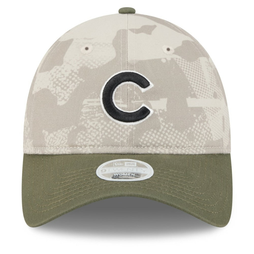 Chicago Cubs New Era Women's 2025 Armed Forces Day 9TWENTY Adjustable Hat - Light Beige/Olive - New Era Lifestyle