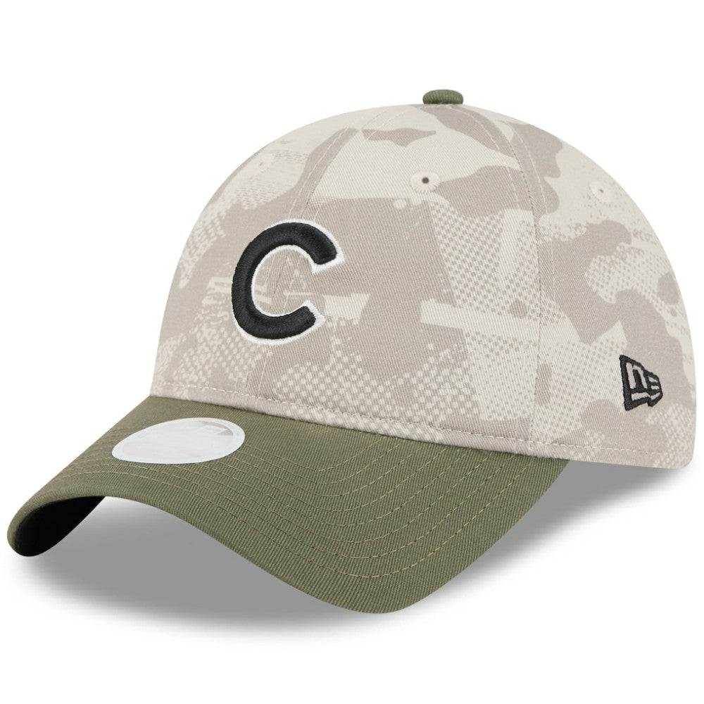 Chicago Cubs New Era Women's 2025 Armed Forces Day 9TWENTY Adjustable Hat - Light Beige/Olive - New Era Lifestyle