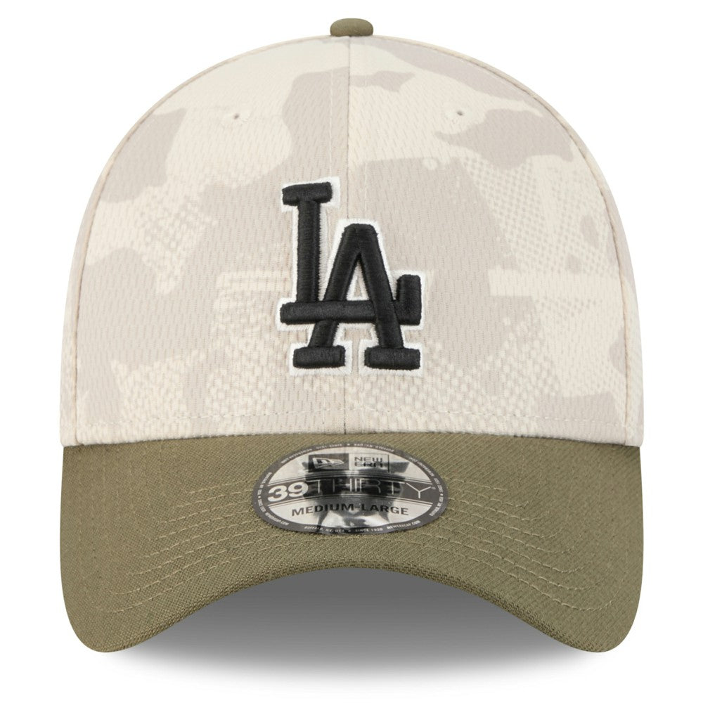 Los Angeles Dodgers New Era 2025 Armed Forces Day 39THIRTY Flex Hat - Light Beige/Olive - New Era Online