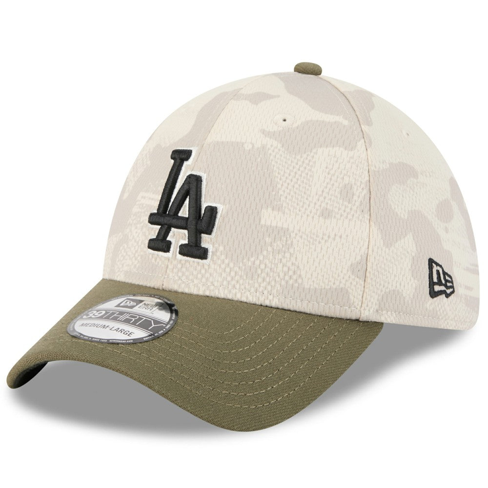 Los Angeles Dodgers New Era 2025 Armed Forces Day 39THIRTY Flex Hat - Light Beige/Olive - New Era Online