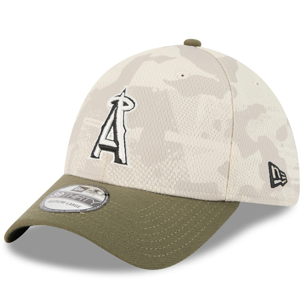 Los Angeles Angels New Era 2025 Armed Forces Day 39THIRTY Flex Hat - Light Beige/Olive - New Era Sale