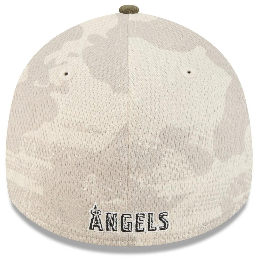 Los Angeles Angels New Era 2025 Armed Forces Day 39THIRTY Flex Hat - Light Beige/Olive - New Era Sale