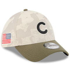 Chicago Cubs New Era 2025 Armed Forces Day 39THIRTY Flex Hat - Light Beige/Olive - New Era Sale