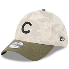 Chicago Cubs New Era 2025 Armed Forces Day 39THIRTY Flex Hat - Light Beige/Olive - New Era Sale