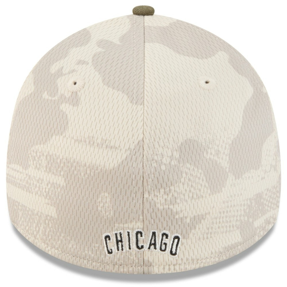 Chicago Cubs New Era 2025 Armed Forces Day 39THIRTY Flex Hat - Light Beige/Olive - New Era Sale
