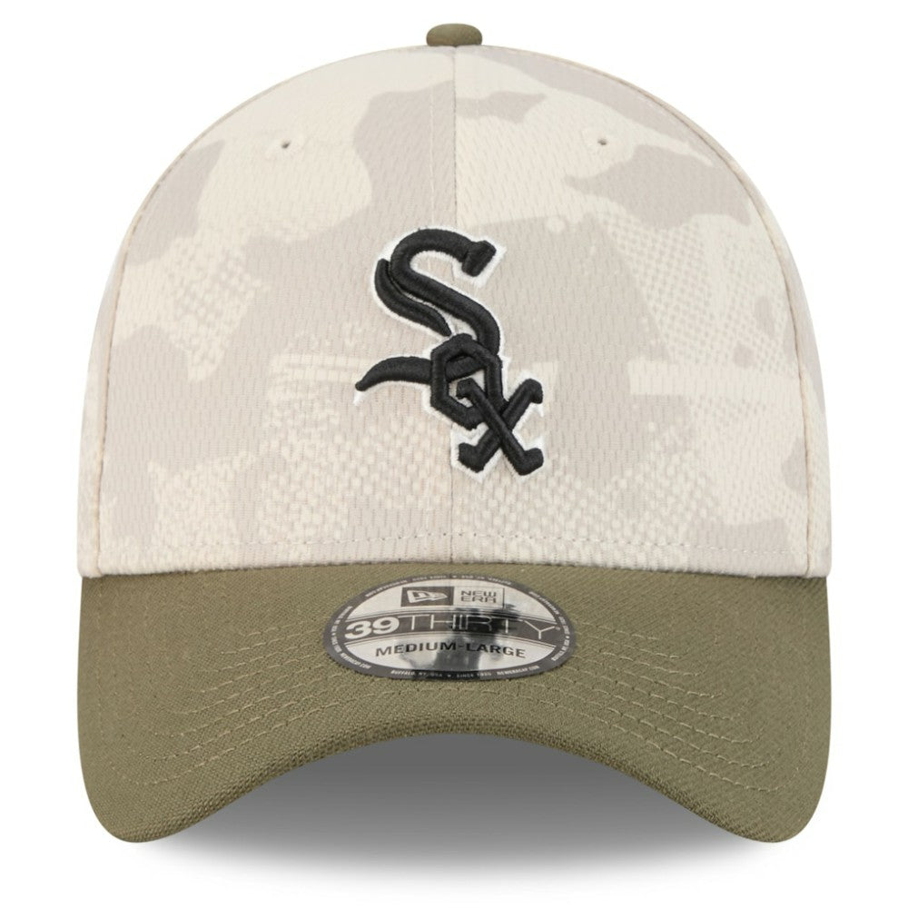 Chicago White Sox New Era 2025 Armed Forces Day 39THIRTY Flex Hat - Light Beige/Olive - New Era Lifestyle