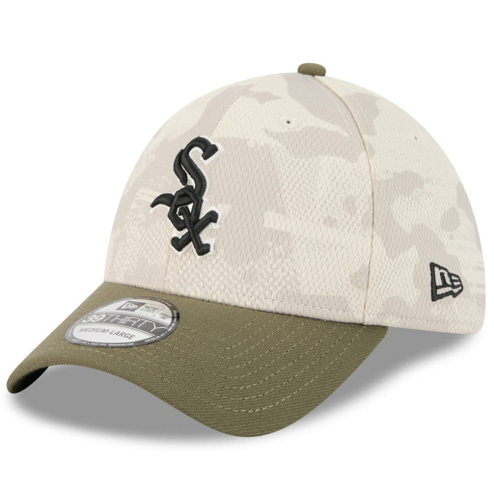 Chicago White Sox New Era 2025 Armed Forces Day 39THIRTY Flex Hat - Light Beige/Olive - New Era Lifestyle