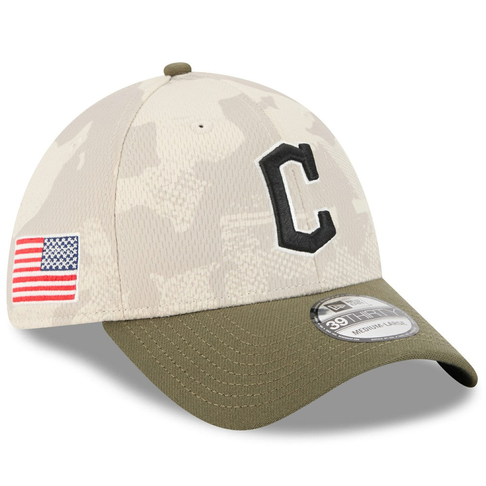 Cleveland Guardians New Era 2025 Armed Forces Day 39THIRTY Flex Hat - Light Beige/Olive - New Era Online