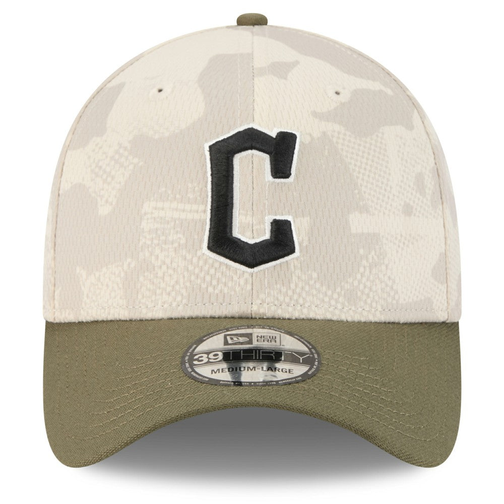 Cleveland Guardians New Era 2025 Armed Forces Day 39THIRTY Flex Hat - Light Beige/Olive - New Era Online