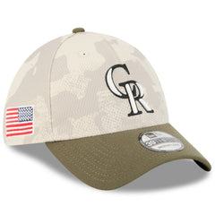 Colorado Rockies New Era 2025 Armed Forces Day 39THIRTY Flex Hat - Light Beige/Olive - New Era Lifestyle