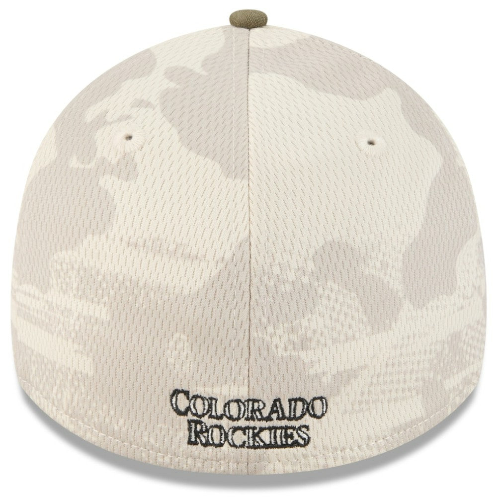 Colorado Rockies New Era 2025 Armed Forces Day 39THIRTY Flex Hat - Light Beige/Olive - New Era Lifestyle