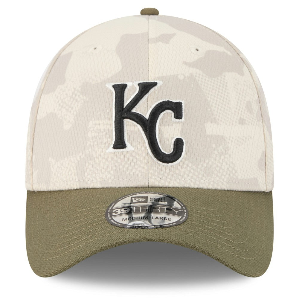 Kansas City Royals New Era 2025 Armed Forces Day 39THIRTY Flex Hat - Light Beige/Olive - New Era on Sale