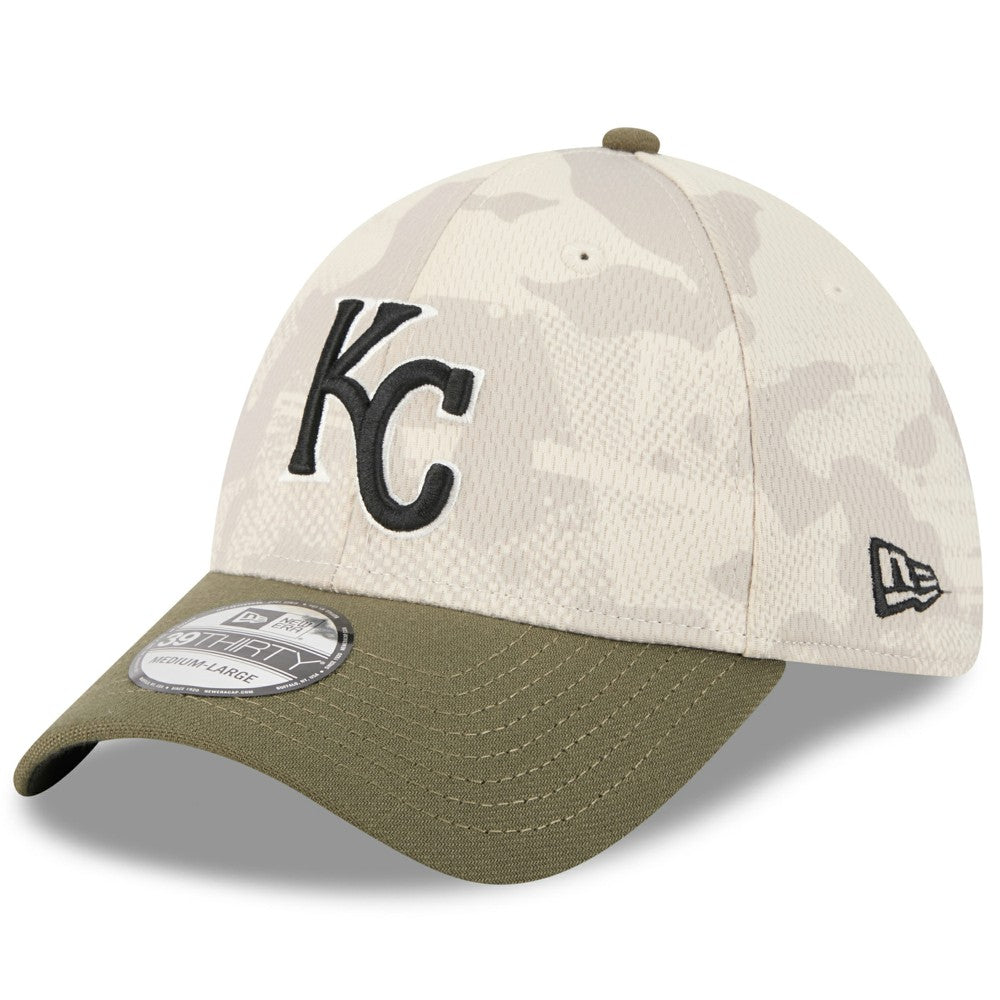 Kansas City Royals New Era 2025 Armed Forces Day 39THIRTY Flex Hat - Light Beige/Olive - New Era on Sale