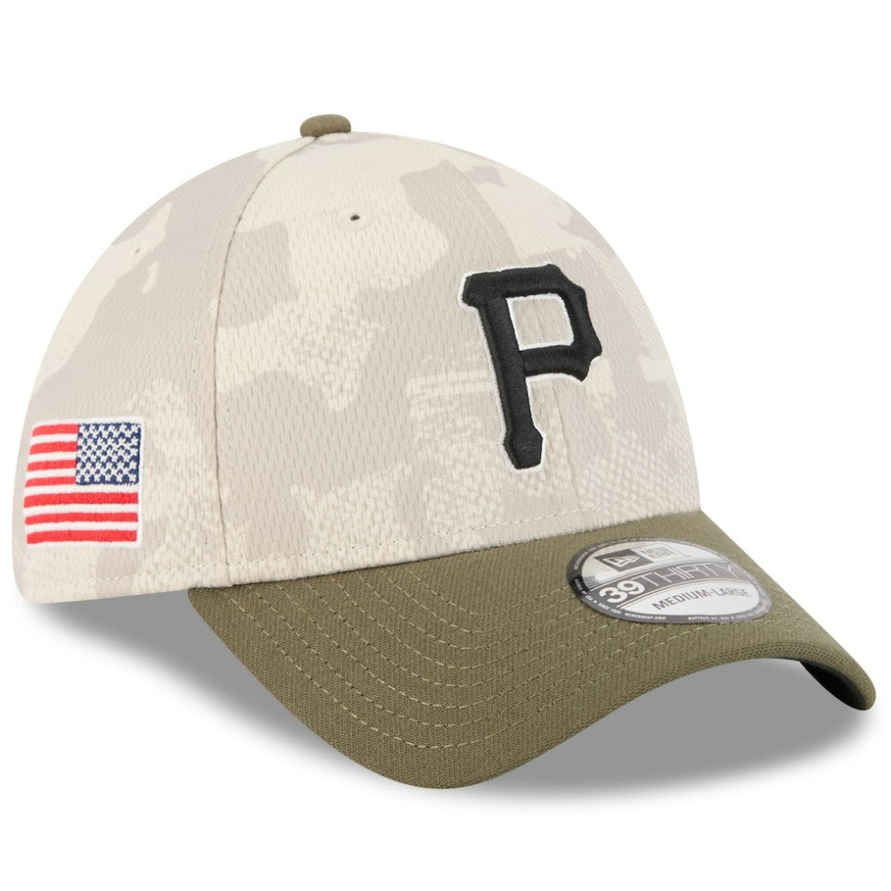 Pittsburgh Pirates New Era 2025 Armed Forces Day 39THIRTY Flex Hat - Light Beige/Olive - New Era Sale