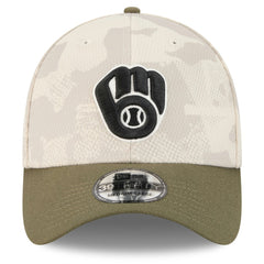 Milwaukee Brewers New Era 2025 Armed Forces Day 39THIRTY Flex Hat - Light Beige/Olive - New Era Discount