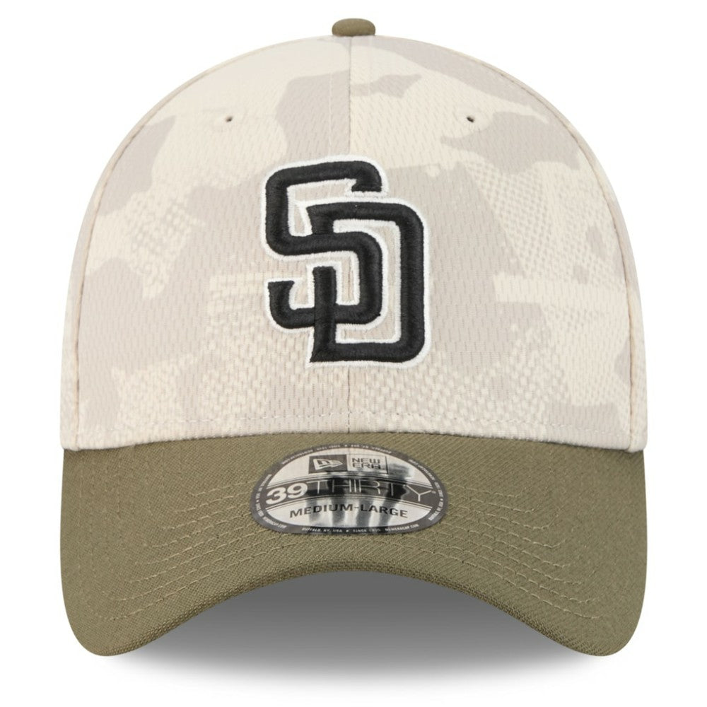 San Diego Padres New Era 2025 Armed Forces Day 39THIRTY Flex Hat - Light Beige/Olive - New Era Lifestyle