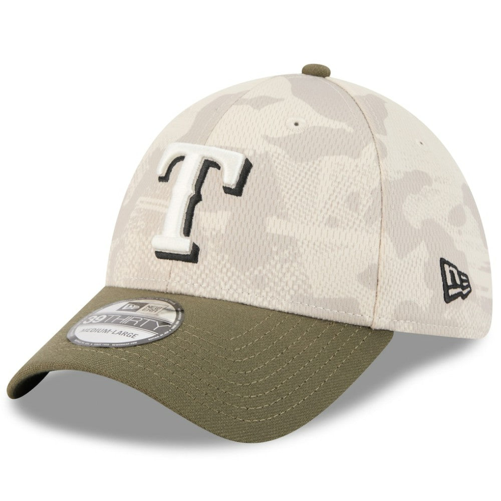 Texas Rangers New Era 2025 Armed Forces Day 39THIRTY Flex Hat - Light Beige/Olive - New Era Online