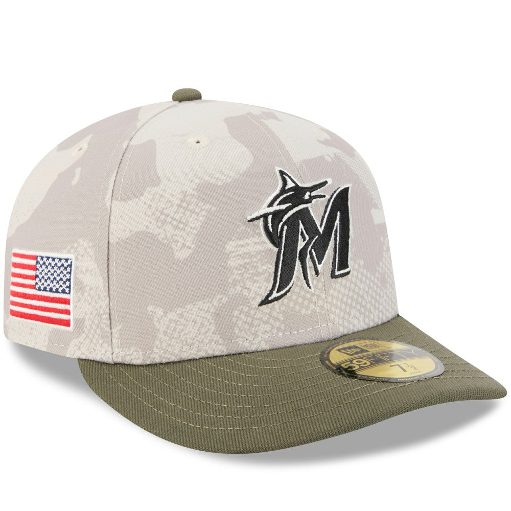 Miami Marlins New Era 2025 Armed Forces Day 59FIFTY Fitted Hat - Light Beige/Olive - New Era Sale
