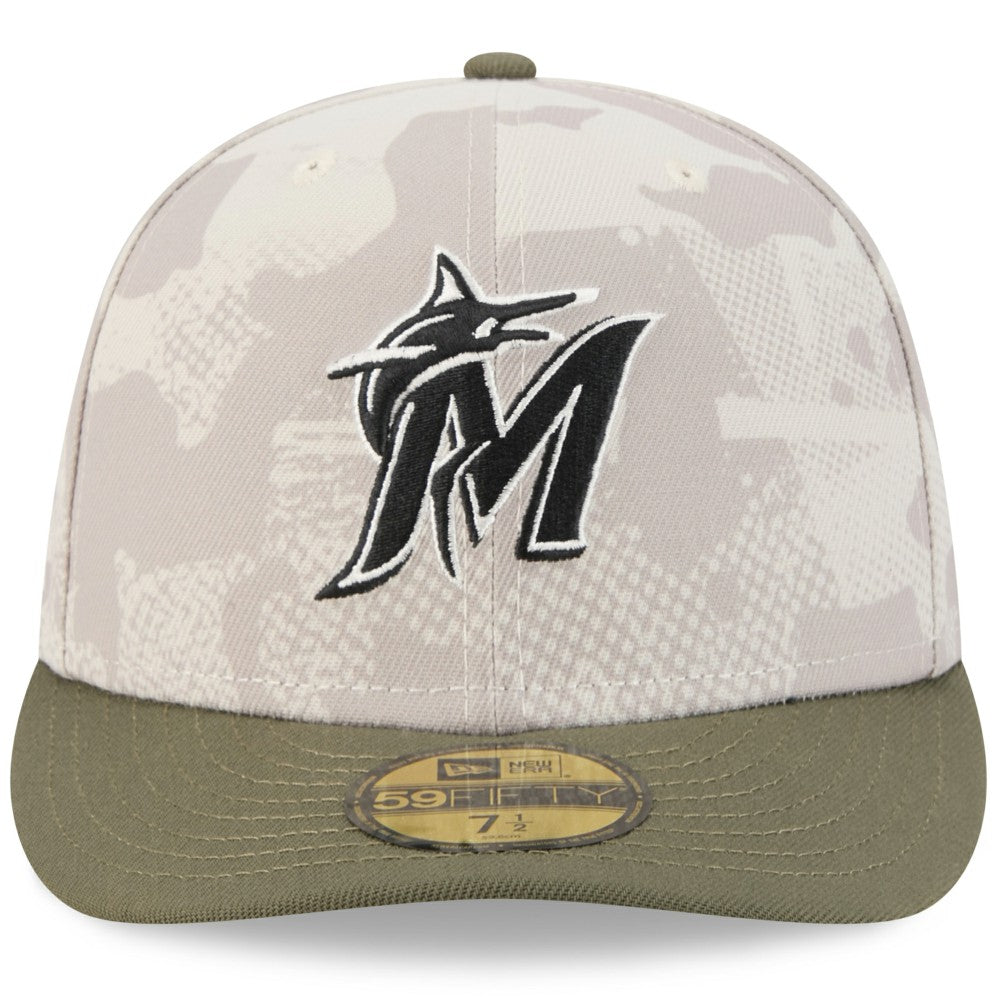 Miami Marlins New Era 2025 Armed Forces Day 59FIFTY Fitted Hat - Light Beige/Olive - New Era Sale
