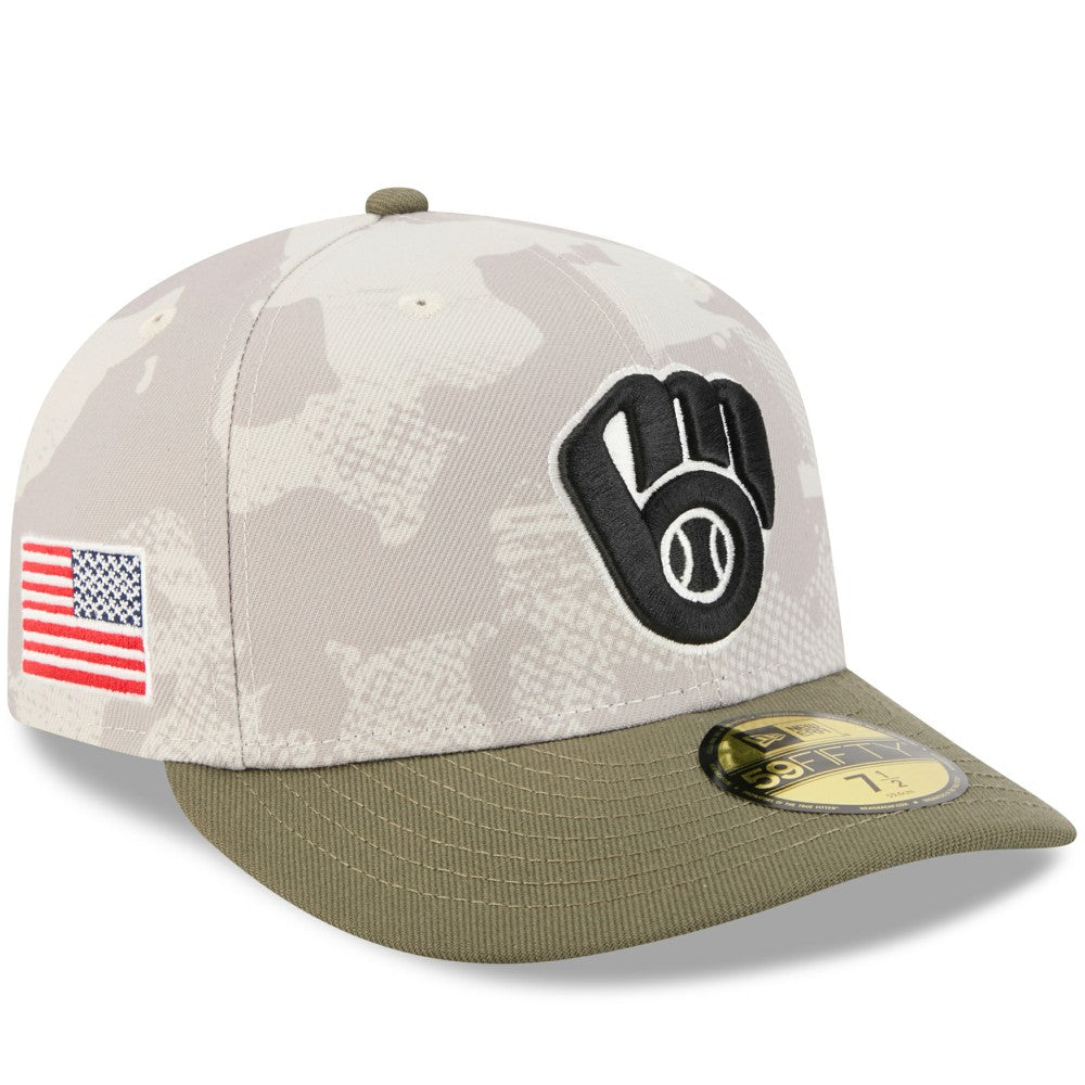 Milwaukee Brewers New Era 2025 Armed Forces Day 59FIFTY Fitted Hat - Light Beige/Olive - New Era Online