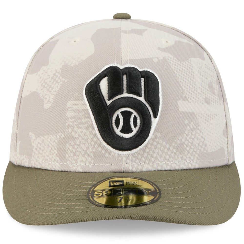 Milwaukee Brewers New Era 2025 Armed Forces Day 59FIFTY Fitted Hat - Light Beige/Olive - New Era Online