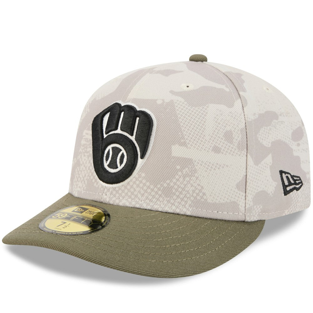 Milwaukee Brewers New Era 2025 Armed Forces Day 59FIFTY Fitted Hat - Light Beige/Olive - New Era Online