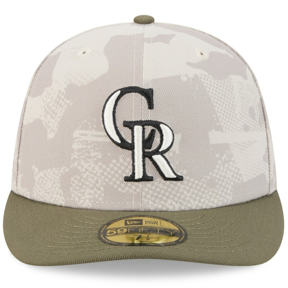 Colorado Rockies New Era 2025 Armed Forces Day 59FIFTY Fitted Hat - Light Beige/Olive - New Era Lifestyle