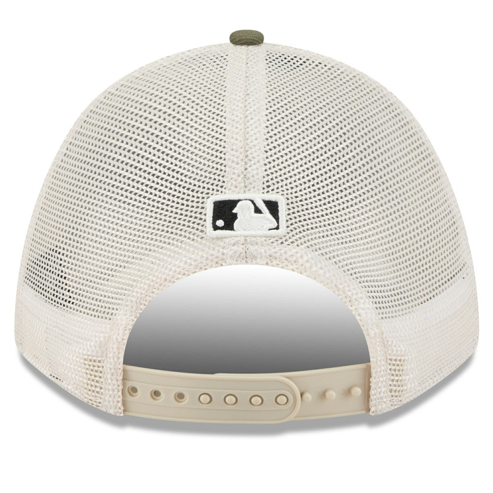 Miami Marlins New Era 2025 Armed Forces Day 9FORTY M-Crown A-Frame Adjustable Hat - Light Beige/Olive - New Era Lifestyle