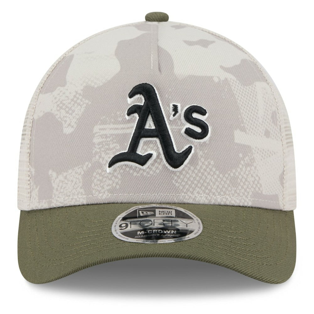 Athletics New Era 2025 Armed Forces Day 9FORTY M-Crown A-Frame Adjustable Hat - Light Beige/Olive - New Era Online