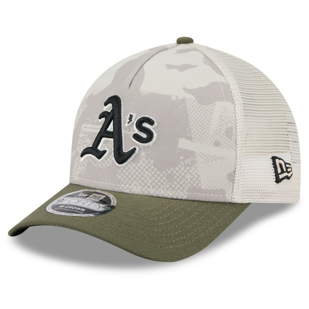 Athletics New Era 2025 Armed Forces Day 9FORTY M-Crown A-Frame Adjustable Hat - Light Beige/Olive - New Era Online