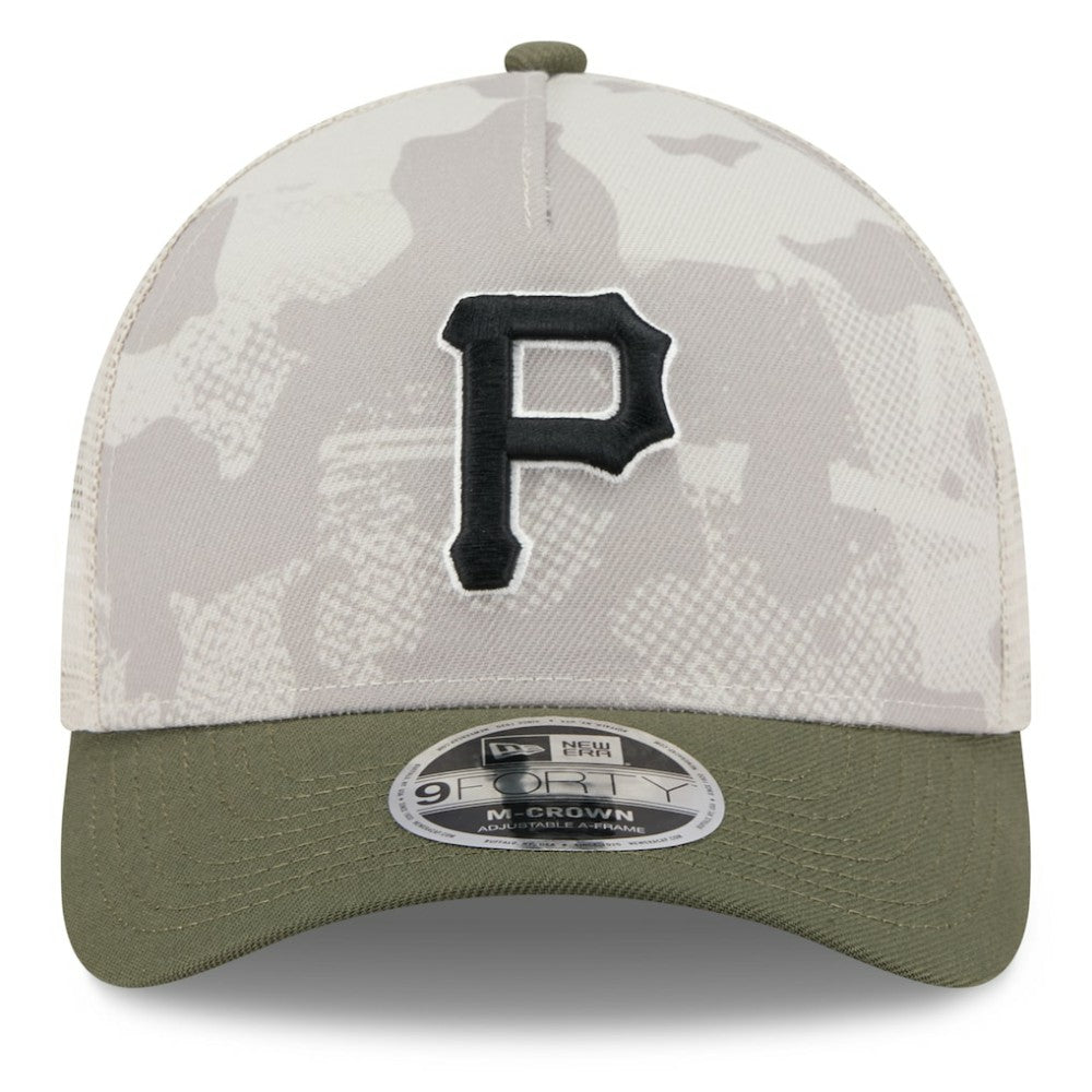 Pittsburgh Pirates New Era 2025 Armed Forces Day 9FORTY M-Crown A-Frame Adjustable Hat - Light Beige/Olive - New Era Discount