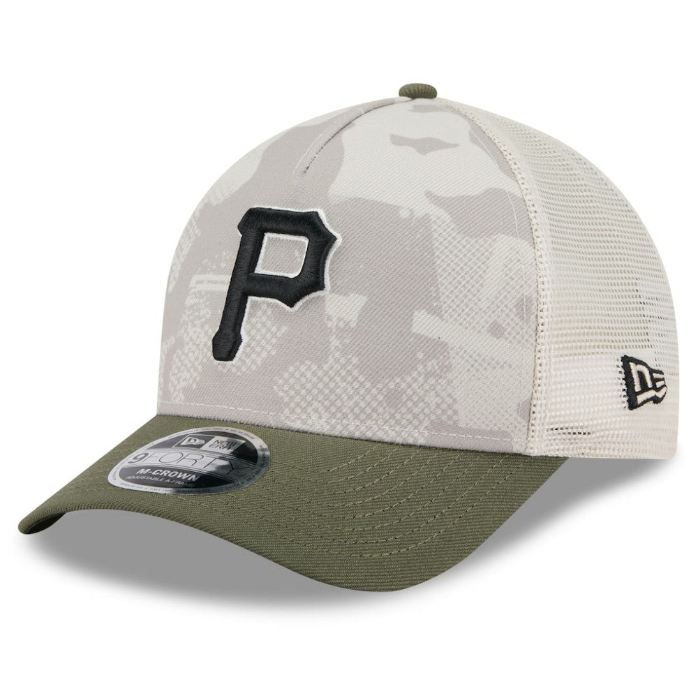 Pittsburgh Pirates New Era 2025 Armed Forces Day 9FORTY M-Crown A-Frame Adjustable Hat - Light Beige/Olive - New Era Discount