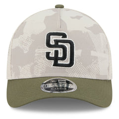 San Diego Padres New Era 2025 Armed Forces Day 9FORTY M-Crown A-Frame Adjustable Hat - Light Beige/Olive - New Era Sale