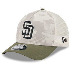 San Diego Padres New Era 2025 Armed Forces Day 9FORTY M-Crown A-Frame Adjustable Hat - Light Beige/Olive - New Era Sale