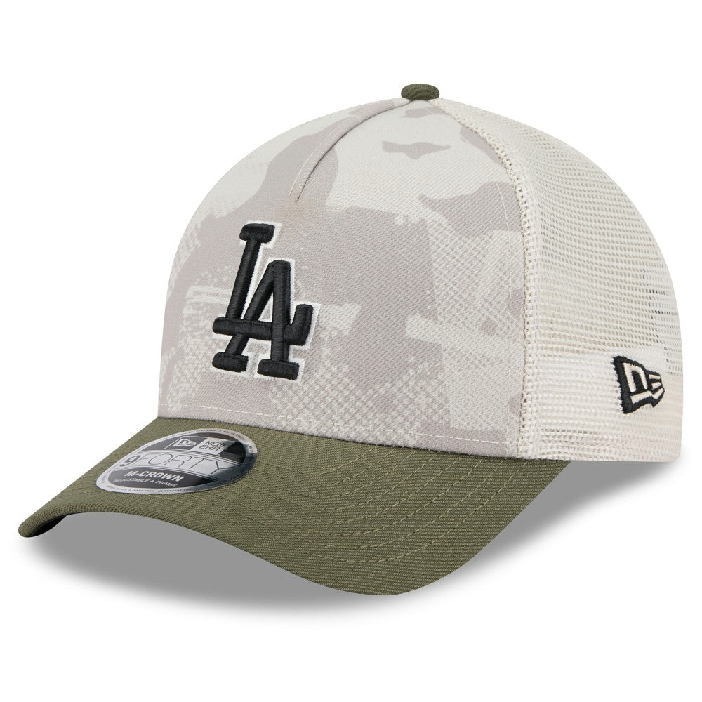 Los Angeles Dodgers New Era 2025 Armed Forces Day 9FORTY M-Crown A-Frame Adjustable Hat - Light Beige/Olive - New Era Online