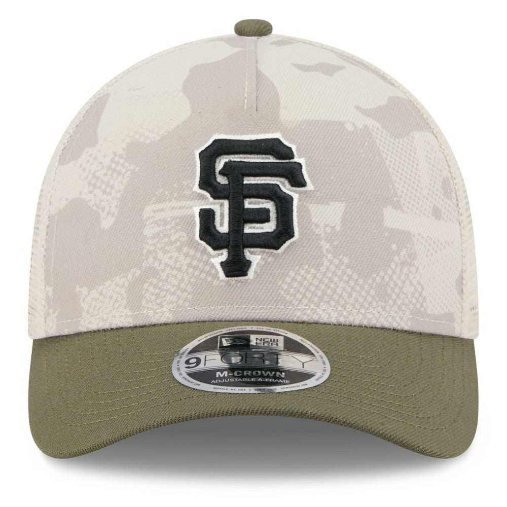 San Francisco Giants New Era 2025 Armed Forces Day 9FORTY M-Crown A-Frame Adjustable Hat - Light Beige/Olive - New Era Sale