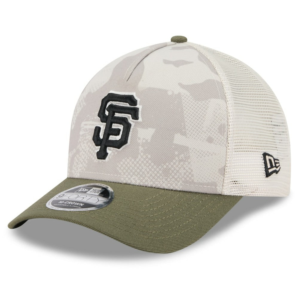 San Francisco Giants New Era 2025 Armed Forces Day 9FORTY M-Crown A-Frame Adjustable Hat - Light Beige/Olive - New Era Sale