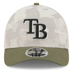 Tampa Bay Rays New Era 2025 Armed Forces Day 9FORTY M-Crown A-Frame Adjustable Hat - Light Beige/Olive - New Era Online