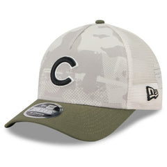 Chicago Cubs New Era 2025 Armed Forces Day 9FORTY M-Crown A-Frame Adjustable Hat - Light Beige/Olive - New Era Lifestyle