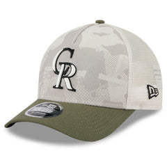 Colorado Rockies New Era 2025 Armed Forces Day 9FORTY M-Crown A-Frame Adjustable Hat - Light Beige/Olive - New Era Sale