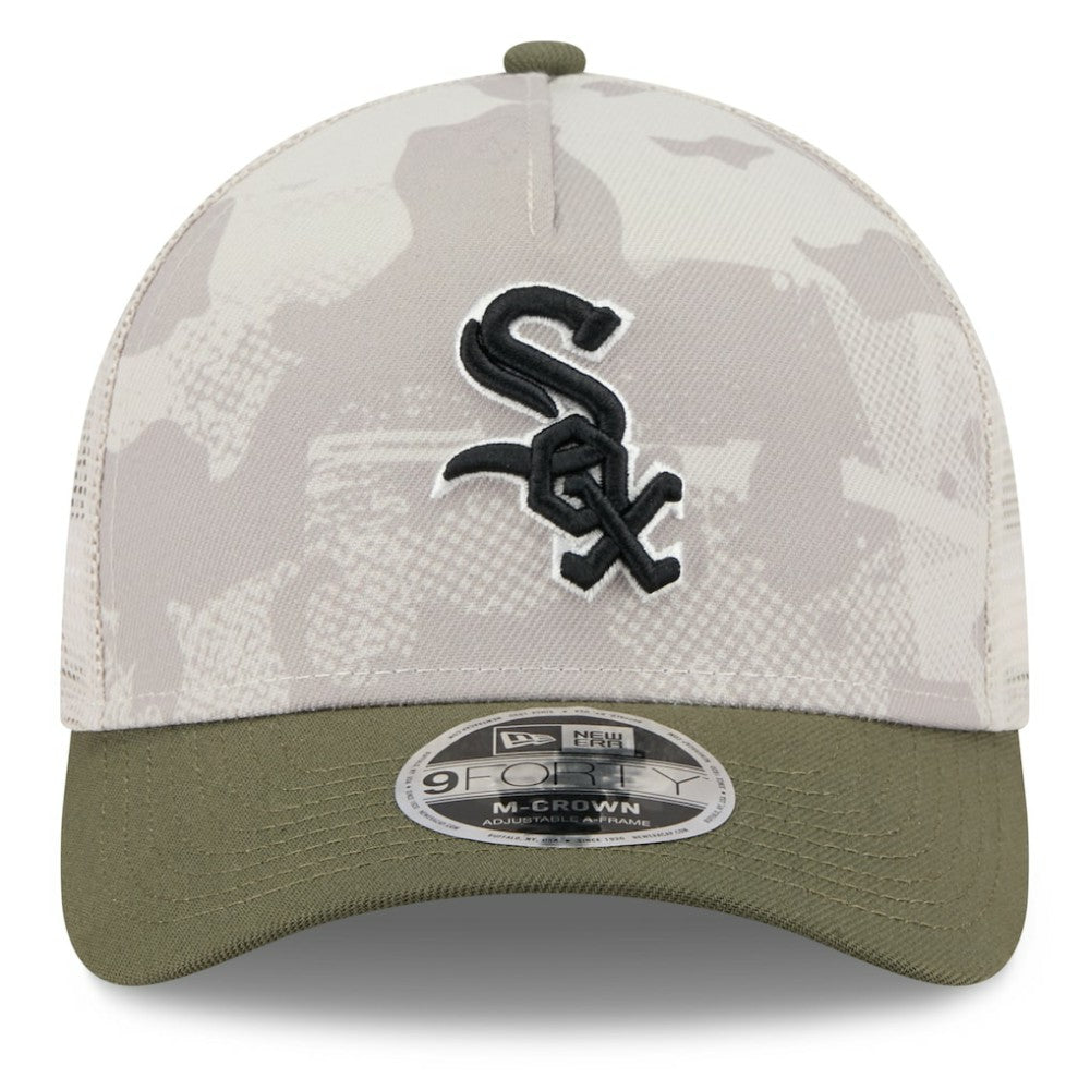 Chicago White Sox New Era 2025 Armed Forces Day 9FORTY M-Crown A-Frame Adjustable Hat - Light Beige/Olive - New Era Sale