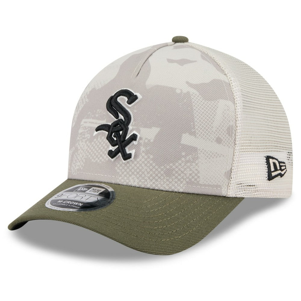 Chicago White Sox New Era 2025 Armed Forces Day 9FORTY M-Crown A-Frame Adjustable Hat - Light Beige/Olive - New Era Sale